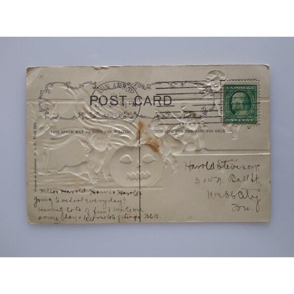 Halloween Postcard HBG HB Griggs Pixies Elves Brownies Fantasy Ann Arbor Germany - Picture 4 of 6